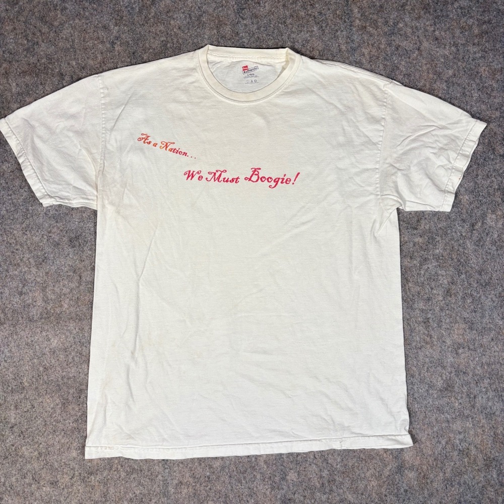 Boogie Nation Bodyboarding T-Shirt Mens L White We Must Boogie Graphic Tee Hanes